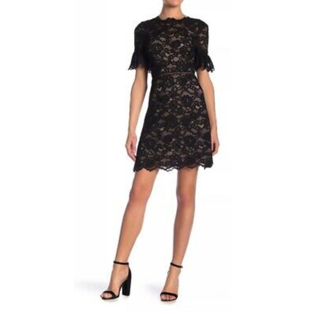 Nwt Rebecca Taylor Black Lace Dress - 8
